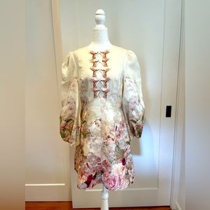 Pristine ZIMMERMAN Alabaster Garden Dancer Hummingbird Mini Dress